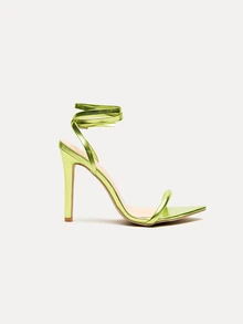 TuEzra 女士金色系带高跟凉鞋，时尚细高跟鞋，适合走秀、夜店、派对、性感 - 薄荷綠 - 查看 2