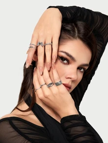 DareSee 21pcs/Set Punk Style Butterfly, Heart And Tai Chi Design Multi-Element Snake Rings Set - Silver - View 4