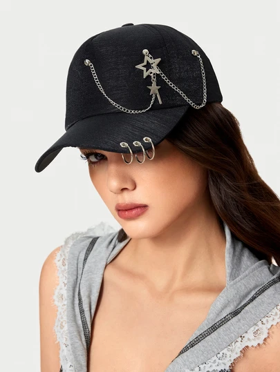 DareSee 戒指和鍊條裝飾的棒球帽街頭風格