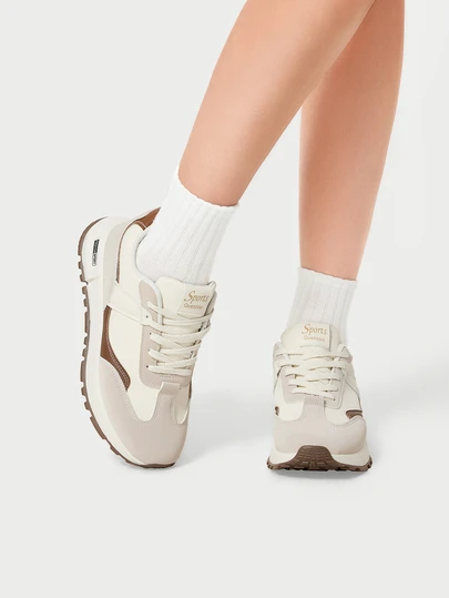 DareSee New Round Toe Lace-Up Color Block Multi-Functional Fashion Versatile City Outdoor Casual Sports Shoes For Women