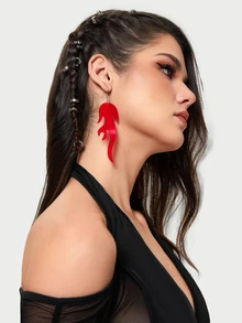 DareSee Flame Drop Earrings - Red - View 5