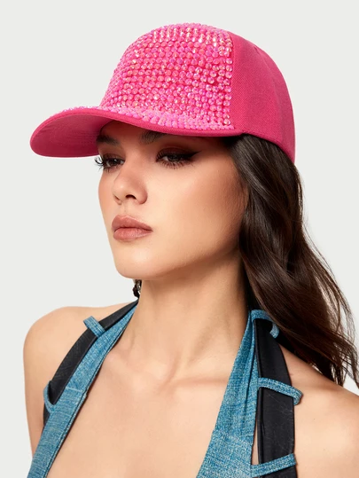 DareSee 1 件装水钻镶嵌 AB 色女士防晒棒球帽万圣节