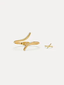 TuEzra 2 件水滴形手链和开口戒指套装 - 金色 - 查看 4