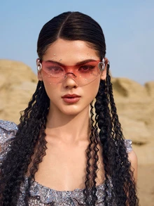 DareSee 1 pezzo Occhiali di moda decorativi a forma di cuore in plastica senza montatura, adatti per l estate, la spiaggia, le vacanze, l all'aperto, i festival musicali - Visualizzare 4