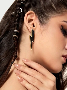 DareSee 1 Pair Retro Western Style Classic Minimalist Lightning Leopard Print Daily Versatile Unique Fashion Earrings For Women - Earrings - View 1