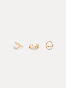 TuEzra 12pcs/Set Punk Style Rings Set, Women's Bohemian Vintage Geometric Rings Set, Fashion Personalized Jewelry Gift, Suitable For Daily Outfit, Beach Party Accessories - Gold - View 5