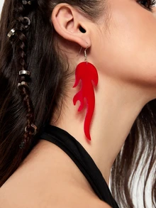 DareSee Flame Drop Earrings - Red - View 4