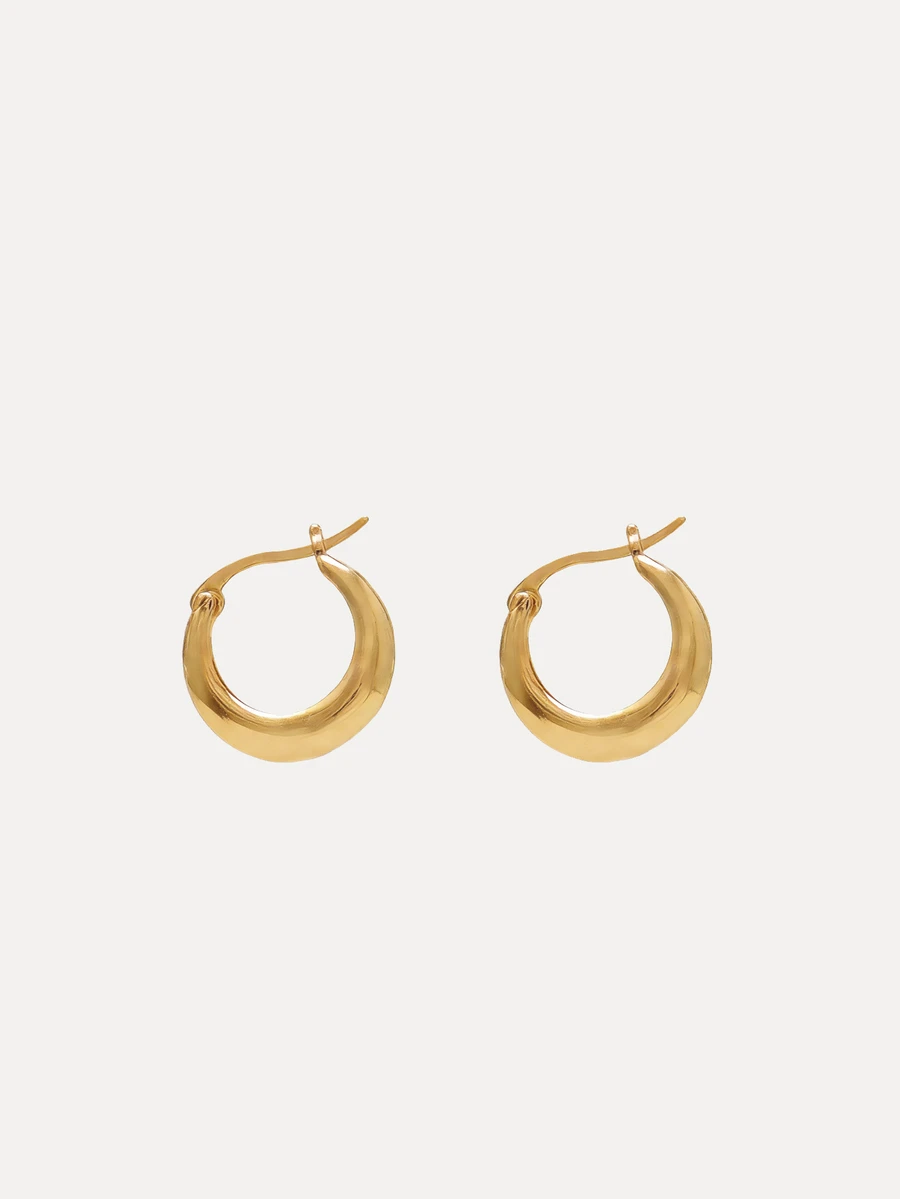 TuEzra Minimalist Hoop Earrings - Yellow Gold - View 1
