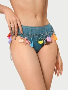 DareSee Y2K/Harajuku Style Dopamine Waist Chain Belt, Hand-Crafted Intricate Design, Random Style, Suitable For Everyday Wear Summer, School Fall, Autumn, Halloween - Contrast Color Bag High Heels Series Waist Chain - View 1