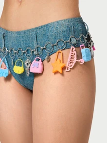 DareSee Y2K/Harajuku Style Dopamine Waist Chain Belt, Hand-Crafted Intricate Design, Random Style, Suitable For Everyday Wear Summer, School Fall, Autumn, Halloween - Contrast Color Bag High Heels Series Waist Chain - View 4