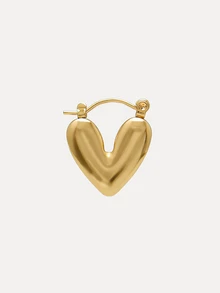 1 对立体心形镂空耳环不锈钢镀 18K 金心形简约个性女式耳环情人节 - 金色 - 查看 5