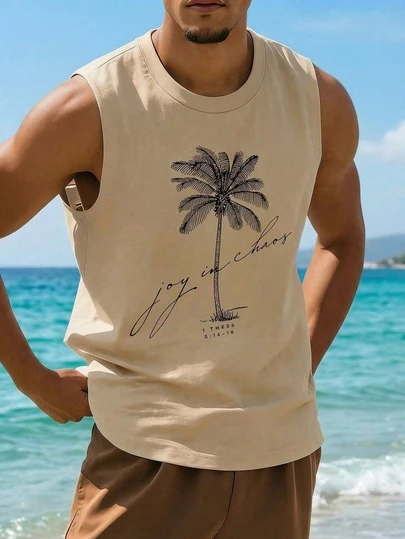 1pc Men's Graphic Print T-Shirt, Beach Summer Wear, Loose Fit Short Sleeve Tee. This Men's T-Shirt Has A Casual, Vacation-Style Design, Very Suitable For Beach Getaways, As Well As Everyday Wear.