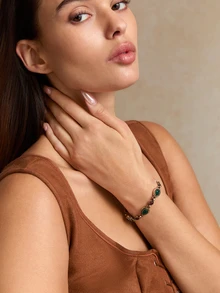 Tropiscape 1pc Bohemian Style Water Drop Gemstone Bracelet - Multicolor - View 4