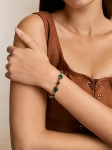 Tropiscape 1pc Bohemian Style Water Drop Gemstone Bracelet - Multicolor - View 1