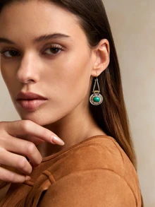 Tropiscape 1pair Stylish Creative Retro Bohemian Style Earrings For Women's Daily Wear - Antique Silver - View 2