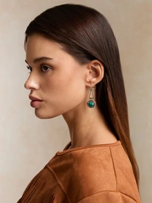 Tropiscape 1pair Stylish Creative Retro Bohemian Style Earrings For Women's Daily Wear - Antique Silver - View 3