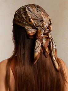 Tropiscape 1pc Women New Boho Paisley Printed Bandana, Fashion Scarf/Shawl For Sun Protection, Daily And Vacation Wear, Spring/Summer Fashion Hair Accessories Boho Hair Bands Fall Winter Headbands For Women Cottagecore,SummerOutfit - Coffee Brown - View 5