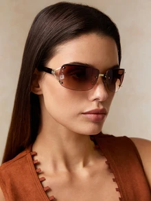 Tropiscape 1 件女士 Y2K 运动型环绕式水晶镜面太阳镜，适合夏季海滩度假、户外、旅行遮阳外出装、户外海滩海滨度假以及送给家人和朋友的礼物 - 棕色 - 查看 5