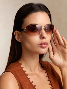 Tropiscape 1 件女士 Y2K 运动型环绕式水晶镜面太阳镜，适合夏季海滩度假、户外、旅行遮阳外出装、户外海滩海滨度假以及送给家人和朋友的礼物 - 棕色 - 查看 3