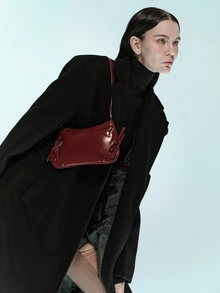 Rollcall New Vintage Fashion Women's Shoulder Bag, Zipper Closure, Compact & Lightweight, Suitable For Women, Students And Office Workers For Commuting And Casual Daily Use, Autumn/Winter - Burgundy - View 4