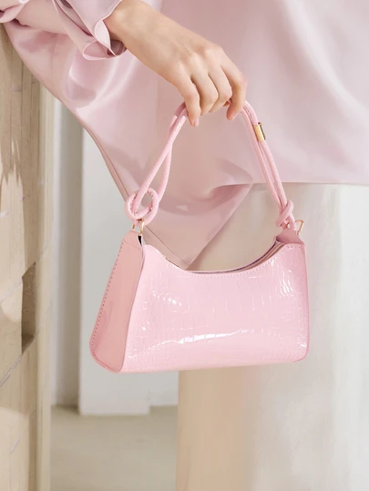 Clariva Solid Color Minimalist & Elegant Embossed Shoulder Bag , Pink