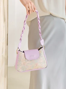 Clariva Bolso de hombro de color contrastante de moda para mujeres - Morado - Ver 3