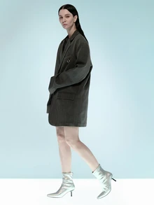 Rollcall Fall/Winter 2025 Women's Silver Patent Leather Ankle Boots & Booties, 7cm High Heels, Elastic Slim Shaft Comfortable Fashion Boots, High Heel Pumps,Kitten Heels,Party Outfits - Silver - View 3