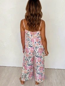 1 pieza Mono de mujer impreso, casual, versátil y de moda para vacaciones - Rosa - Ver 2
