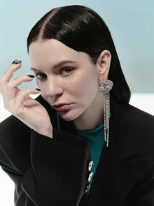 Rollcall 1 Pair Crystal Flower Tassel Earrings, Suitable For Daily Wear - Rhinestone Flower Tassel Earrings - View 4