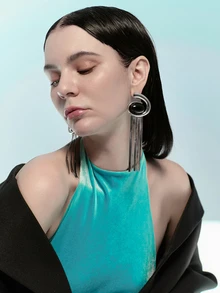 Rollcall 1 Pair New Creative Snail Tassel Inlaid Acrylic Elegant And Unique Drop Earrings, Versatile For Daily Wear - Silver - View 5