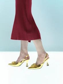 Rollcall Zapatos de mujer con puntera puntiaguda, tacón alto grueso y transpirables, para otoño/invierno 2025, tacones de mujer, elegantes, para atuendos de fiesta - Dorado - Ver 1