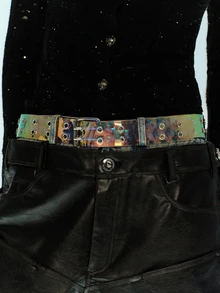 Rollcall 1pc Glow White Eye Transparent Belt, Fashion Waist Belt For Holidays, Daily Gatherings, Parties, Night Outing Summer, School Fall, Autumn, Halloween - Multicolor - View 1