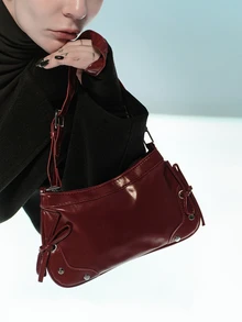 Rollcall New Vintage Fashion Women's Shoulder Bag, Zipper Closure, Compact & Lightweight, Suitable For Women, Students And Office Workers For Commuting And Casual Daily Use, Autumn/Winter - Burgundy - View 1