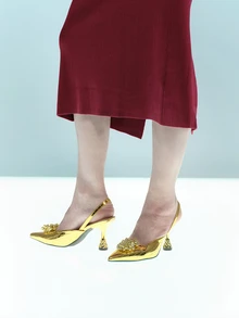 Rollcall Zapatos de mujer con puntera puntiaguda, tacón alto grueso y transpirables, para otoño/invierno 2025, tacones de mujer, elegantes, para atuendos de fiesta - Dorado - Ver 5