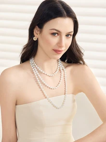 Clariva Faux Pearl Beaded Necklace - Beige - View 5