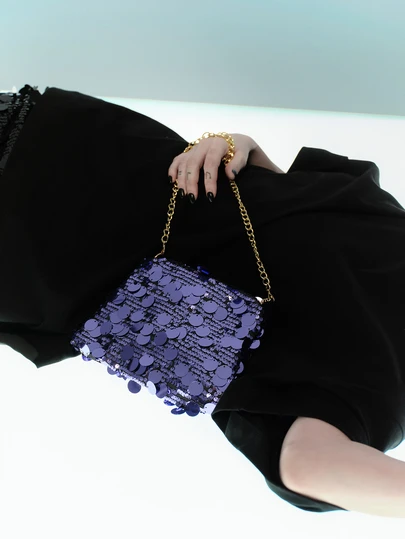 Rollcall 1pc Glitter Lightweight Durable Large Capacity Women's Crossbody Bag, Fashionable Versatile Party Bucket Bag Suitable For Party, Travel, Evening , Purple