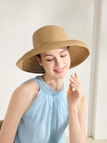 Clariva Retro French Style Black Viral Wide Brim Sun Hat, Women Summer Beach Hat UV Protection Elegant Casual Bohemian Vintage Chic Polyester Hat - Sun Protection - View 3