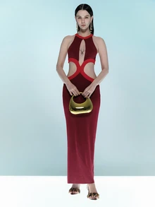 Rollcall 亚克力新月形手提包，时尚多功能链条单肩斜挎包，可作手机袋、耳机盒、口红盒，是情人节、生日、周年纪念日、派对、婚礼、宴会等场合的理想礼物，优雅女士钱包（金色） - 金色 - 查看 5