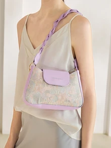 Clariva Bolso de hombro de color contrastante de moda para mujeres - Morado - Ver 4