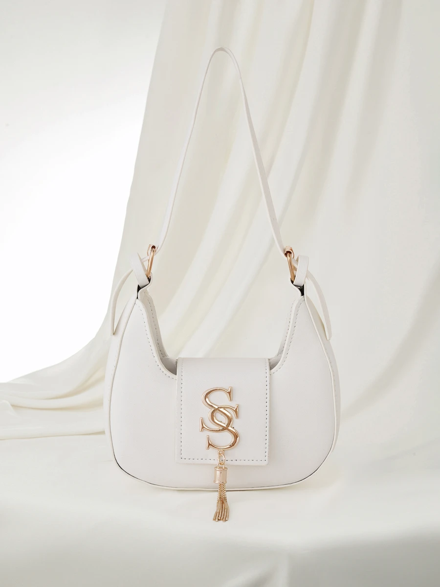 Clariva 女士新月形休闲斜挎包，韩版风格，时尚简约单肩手提包 - 白色 - 查看 1