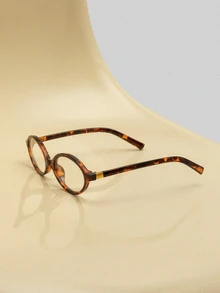 NobleVue 1 Stück Damen ovaler Rahmen Perönlichkeits-Streetstyle konkave Form klare Gläser Sommer Studienausstattung Brillenzubehör für Damen - Leopardenmuster - Übersicht 5