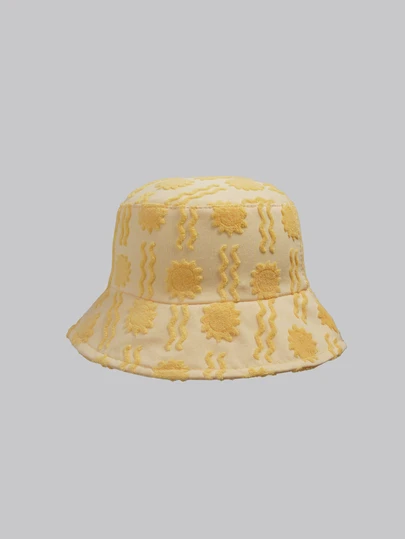DareSee 1pc Polyester Casual Street Style Sun Wave Pattern Bucket Hat, Suitable For Spring, Summer, Autumn And Winter Winter Outfits