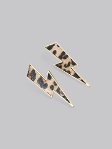 DareSee 1 Pair Retro Western Style Classic Minimalist Lightning Leopard Print Daily Versatile Unique Fashion Earrings For Women - Earrings - View 5