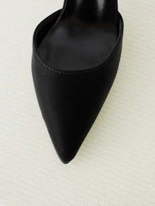 Clariva Fall/Winter 2025 European And American Luxury Sexy Women's Shoes, Fashion Metal Flower Stiletto High Heels, Pointed Toe Strap Sandals, Women Pumps, Elegant, Party Outfits - Black - View 3