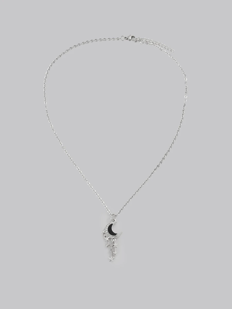 DareSee Gothic Style Bat Necklace, Silver-Plated Framed Witch's Crystal Necklace - Silver - View 1