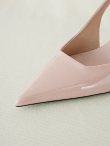 Clariva 2025秋冬季女士高跟尖头鞋、细高跟露跟浅口凉鞋、优雅猫跟鞋 - 淺粉色 - 查看 3