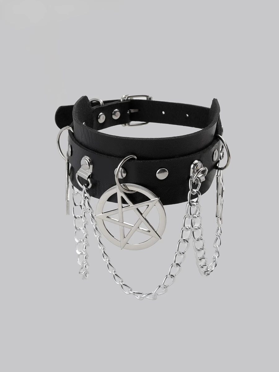 DareSee 1pc Punk Goth Studded Choker Necklace, Sexy Hot Theme Series For Women, Suitable For Daily Wear, Party, Festival, Birthday, Valentine's Day Celebration, Creative Gift Music Fest - Multicolor - View 1