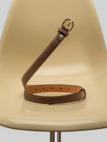 NobleVue 金属扣腰带，适合夏季和学校的连衣裙 - 咖啡棕 - 查看 3