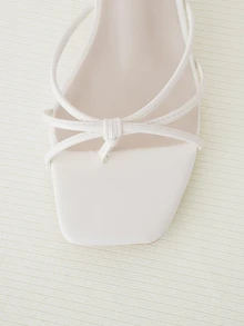 Clariva Women's High Heel Sandals, Square Heel Chunky Heel Glass Heel Fashion Slippers, White Sandals With Ankle Strap, Flip Flops With Toe Ring And Ankle Strap,Kitten Heels - White - View 4