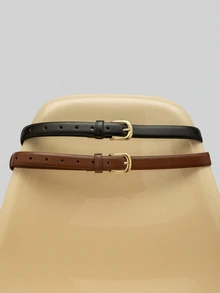 NobleVue 1 条时尚女士腰带，带金属扣，适合各种节日、派对和休闲场合夏季、学校秋季、秋季、万圣节 - A - 查看 1